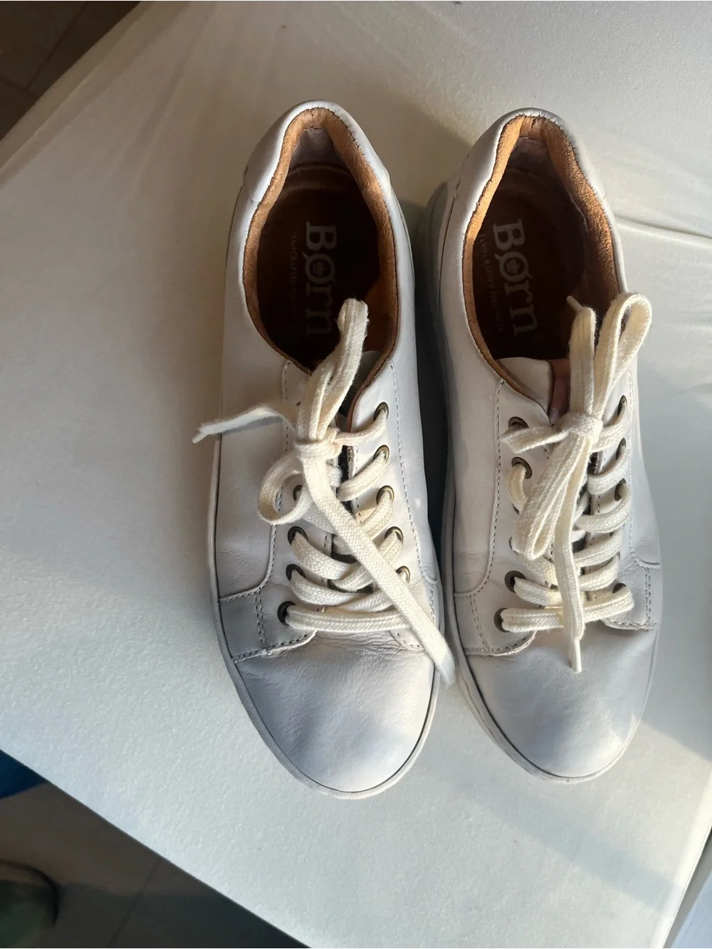 Born White‎ Leather Low-Top Sneakers